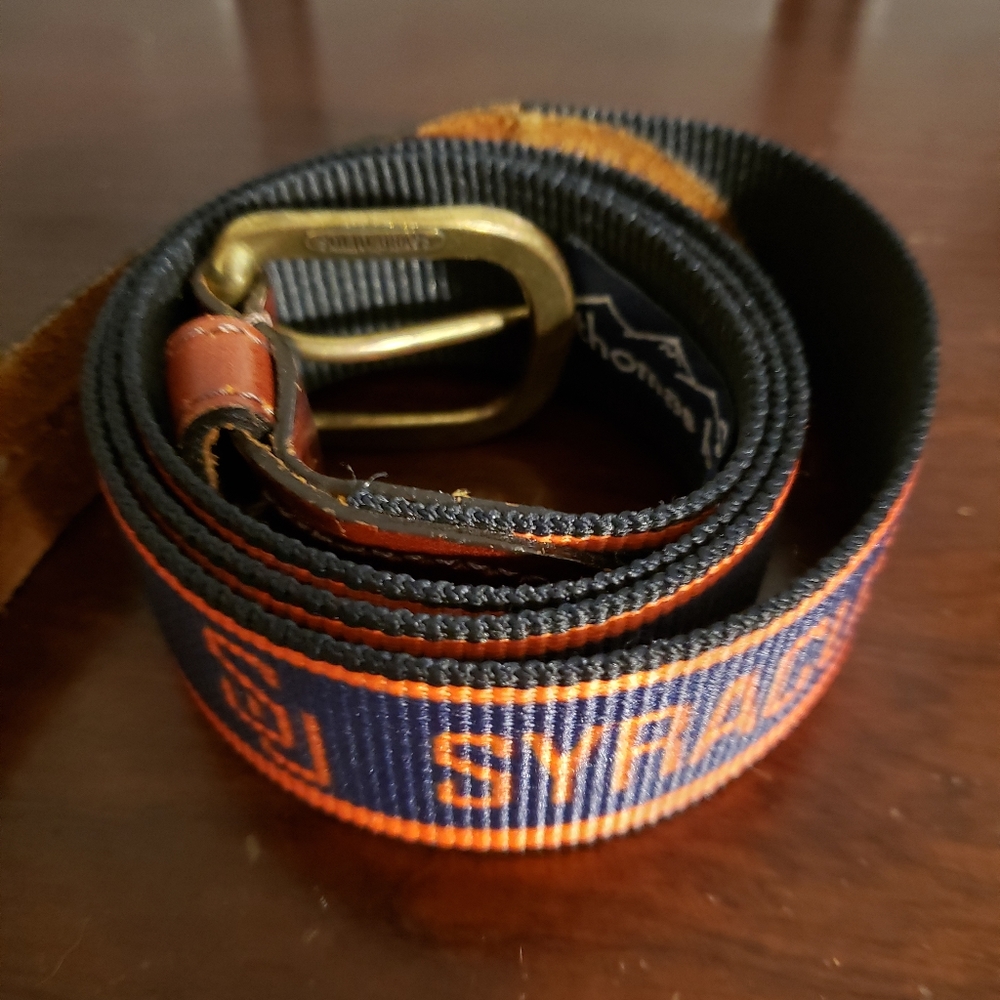 Syracuse University embrioderd belt brass leather
